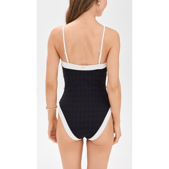 L'AGENCE Tory Colorblock Chic Bandeau One Piece Swimsuit in Black Small New - Picture 15 of 16